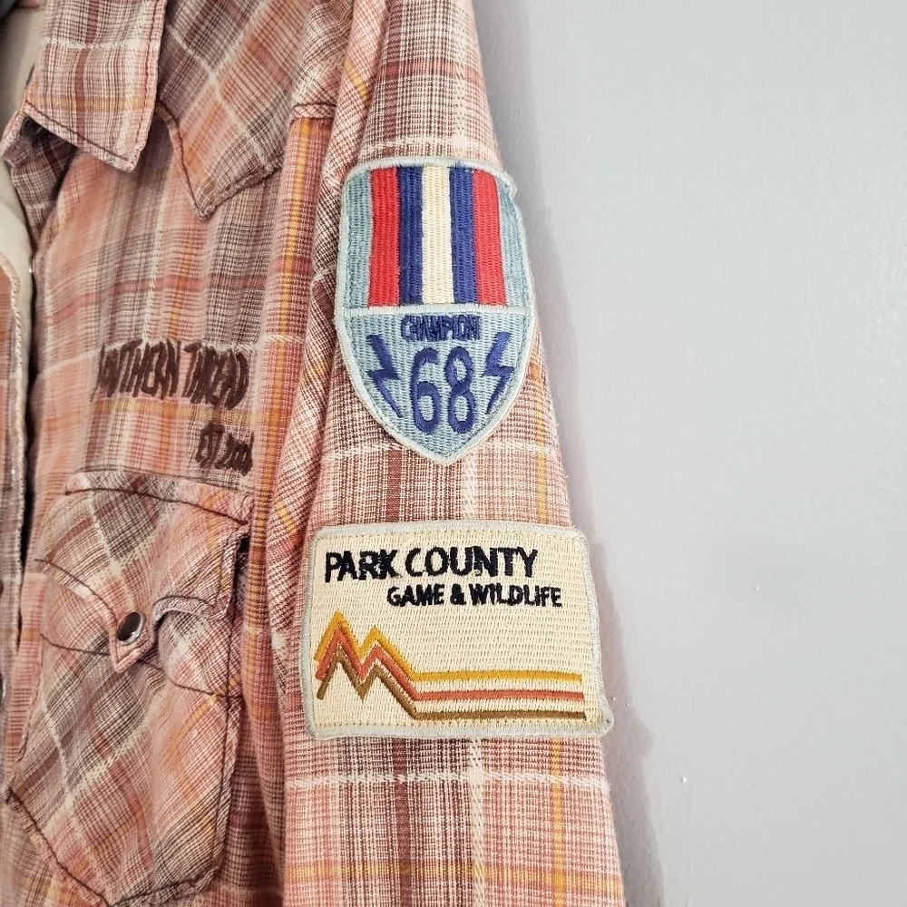 Southern Thread Plaid Shirt Shacket Women Large Lined Cowgirl Western Farm Work